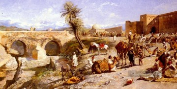 Edwin Lord Weeks Werke - Die Ankunft eines Caravan Außerhalb Marakesh Persisch Ägypter indisch Edwin Lord Weeks
